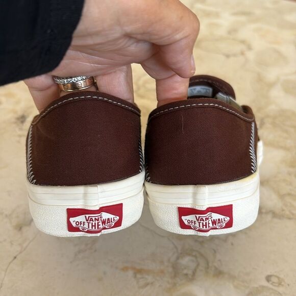 Vans Slip-on Vr3 Sf Painted White Daisies Floral Brown Canvas Skate Sneakers - Picture 9 of 13